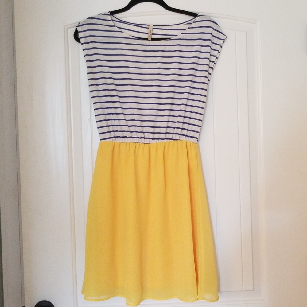 Navy and yellow dress